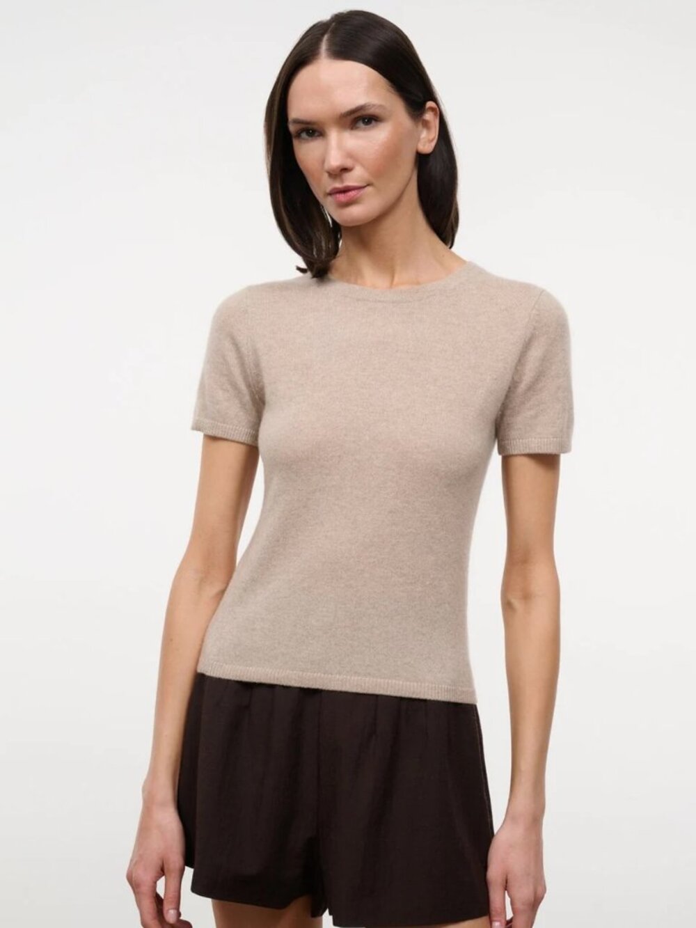Staud Easy Cashmere Tee in Medium, Size Stone